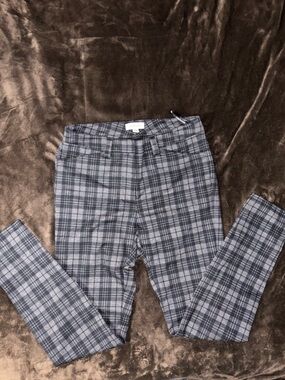 Calvin Klein Black and Gray Plaid Trousers